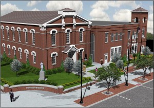 A rendering of Collisville City Hall after the completion of phase three of the Downtown Streetscape Project / Image courtesy of Oates Associates