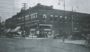 This phot shows the Curt Mueller Drug Store at the intersection of Main and Center, 100 East Main Street. Mueller was in business for many years and was previously located at 206 Main and then at 300 West Main Street. The streetlights of today are modeled after the one shown in this late 1920s photograph / Photo courtesy of the Postcard History Series, produced by the Collinsville Historical Museum, Edited by Neal Strebel