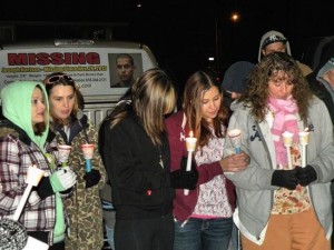 Family and friends of Joseph Hartsoe, missing since Nov. 26, 2013 gather for a candlelight vigil / Photo by Roger Starkey