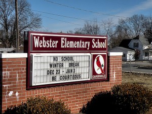 Webster Elementary School sign / Photo by Roger Starkey