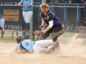 Kassidy Smith tags out Andrea Roberts of Belleville East / Photo by Sherry Holten