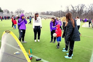 Lady Kahok girls soccer players volunteering at SPENSA / Submitted photo