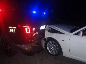 A Caseyville police vehicle was rear ended by a DUI suspect on Aug. 25 / Photo courtesy of the Caseyville Police Department